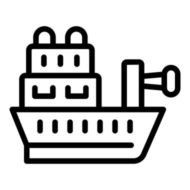 Denizci askeri gemi ikonu ana hat vektörü. Denizci saldırı botu. Su savaş gemisi filosu