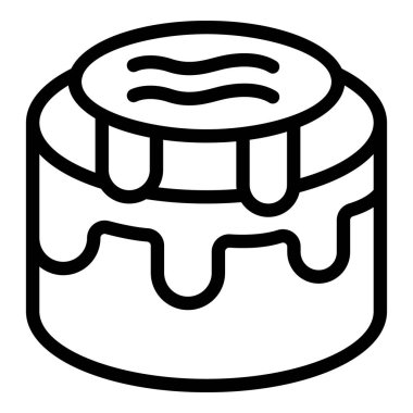 Tarçınlı çörek ikonu ana hatları vektörü. Pişmiş tatlı. Tatlı ekmek.