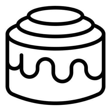 Tarçın rulosu ikon ana hatları vektörü. Hamur tatlısı. Tatlı ekmek.