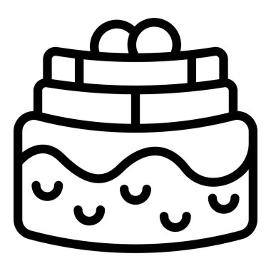 Pasta ikonu ana hatları vektörü. Hamur tatlısı. Şekerleme tatlı ikram