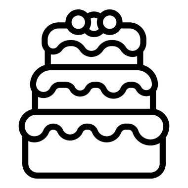 Doğum günü pastası ana hatları vektörü. Yıldönümü tatlı tatlı tatlı. Fırın jöleli turta.