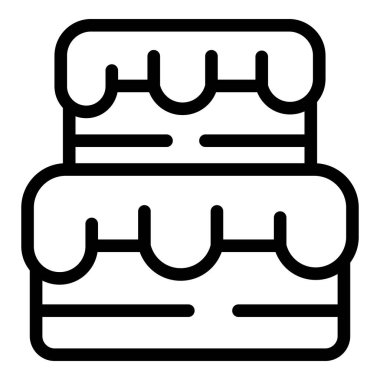 Pastane pastası ikon ana hatları vektörü. Jöleli kremalı tatlı. Doğum günü sürprizi