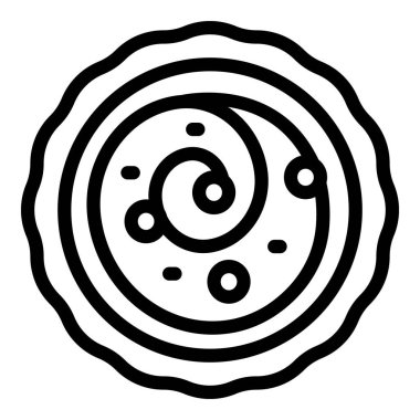 Şekerli çörek ikonu ana hatlı vektör. Kremalı kahvaltı pastası. Tatlı ekmek.