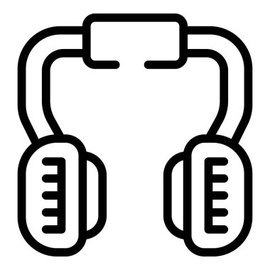 Gelecekçi kulaklıklar ikon ana hatları vektörü. Artırılmış gerçeklik cihazı. Fütürist ses simülatörü