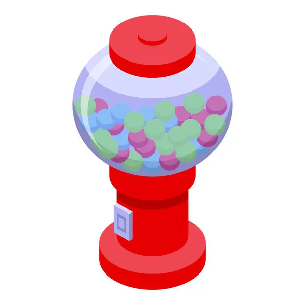 Red Bubblegum Macchina Icona Vettore Isometrico Elemento Retrò Zucchero Illustrazione Stock