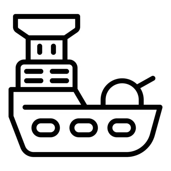 Линейный Вектор Броненосца Корабль Защиты Океана Армейские Эсминцы Стоковая Иллюстрация