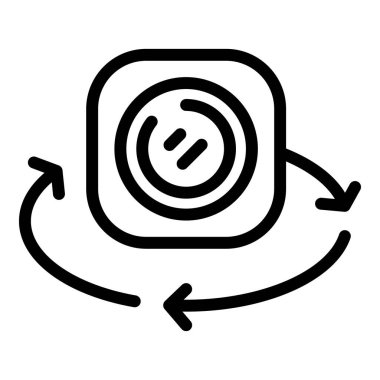 Sanal dünya döndürme ikonu ana hatları vektörü. Dijital projeksiyon. Video oyunu artırılmış ekipman