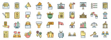 Demokrasi simgeleri ana vektörü belirler. İnsan hakları. Beyaz üzerine ince çizgi rengine saygı göster