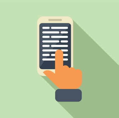 Dijital okuma ikonu düz vektörüne dokun. Medya sözlüğü. Çevrimiçi ekran