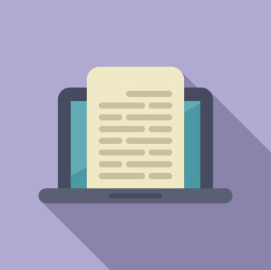 Uzaktan okunan madde simgesi düz vektörü çalışıyor. Laptop ekranı. Çevrimiçi eğitim