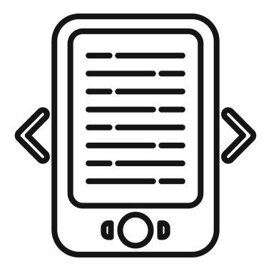 Yeni aygıt simgesi ana hatları vektörü okunuyor. Çevrimiçi kitapçı. Ebook uygulaması öğrenmesi