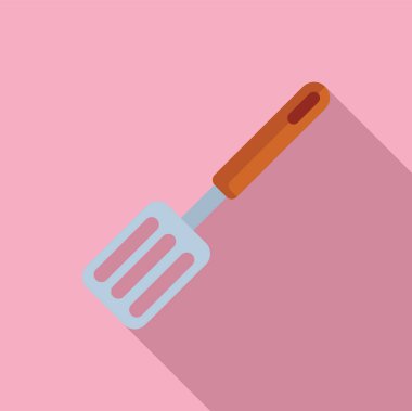 Spatula ikonu düz vektörü sağlar. Metal alet. Aşçılık aksesuarı