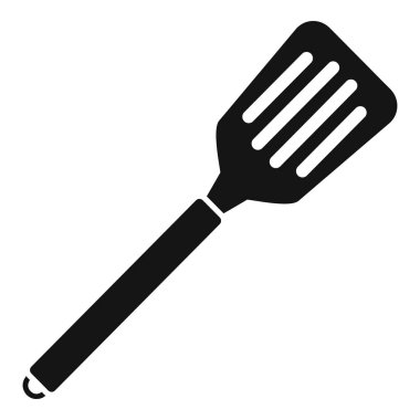 Metal spatula simgesi basit vektör. Pişirme aleti. Yeni araç pişiriliyor