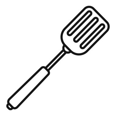 Spatula element simgesi ana hatları vektörü. Delik aleti. Pişirme fırını aksesuarı