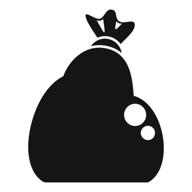 Çöp ikonu basit vektörüyle dolu bir torba. Geri dönüşüm çantası. Ekoloji çuvalı ögesi