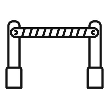 Yan trafik bariyeri ikon ana hat vektörü. Demiryolu geçidi. Ön taraf pasosu.