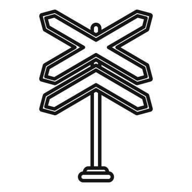 Demiryolu işaret simgesi ana hat vektörünü çaprazlıyorum. Demiryolu kavşağı. Sütun kenarı işareti