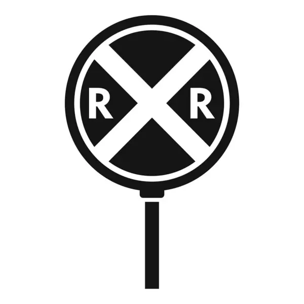 Railway Crossing Road Sign Icon Simple Vector Caution Sign Control — Stock Vector