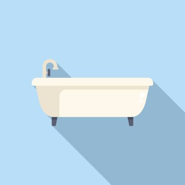 Banyo küveti ikonu düz vektör. Küveti yıka. Musluk ekipmanları