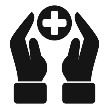 Eller tıbbi bakım ikonu basit bir vektör. Sağlık koruması. İnsan koruması