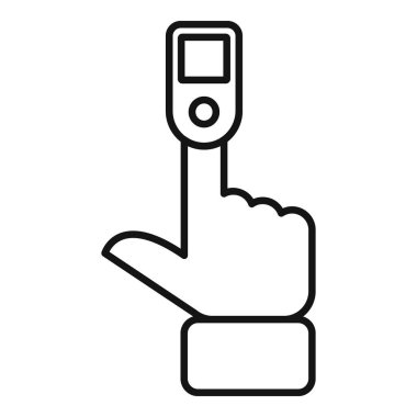 Parmak tansiyonu kontrol ikonu ana hat vektörü. Ev kullanımı. Sağlıklı bakım