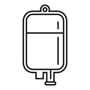 Tıbbi kan paketi ikonu ana hatları vektörü. Sağlık ilaçları. Bağış hayır