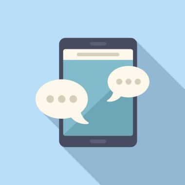 Akıllı çevrimiçi yardım simgesi düz vektörü. Destek sohbeti. Konuşma uygulaması bilgileri