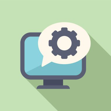 Vites bilgisayar desteği ikonu düz vektörü. Çevrimiçi teknoloji hacmi. Ağı dinle