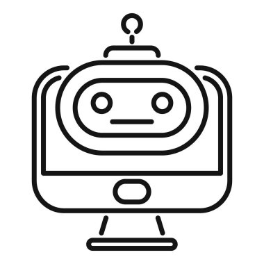 Modern ai robotları ikon ana hat vektörünü destekler. Çevrimiçi sohbet. İş görüşmesi yardımı