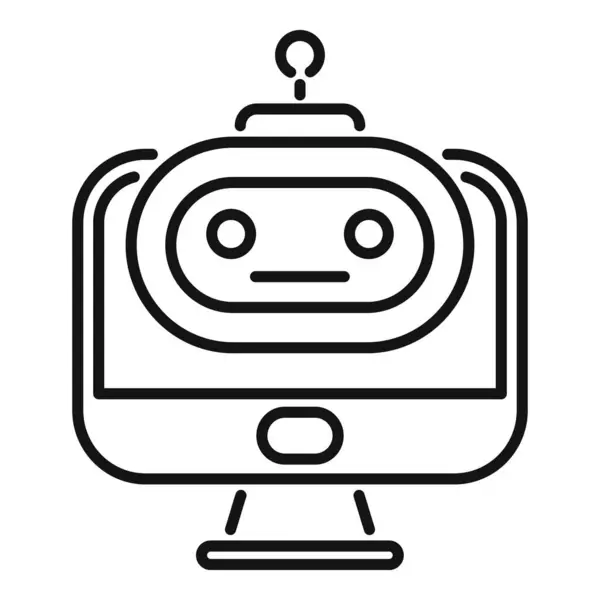 Moderne Bot Support Icône Contour Vecteur Chat Ligne Aide Conversation — Image vectorielle