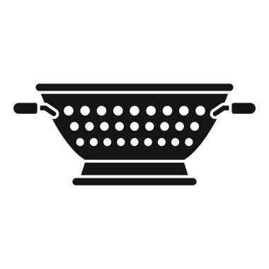 Su kulplu süzgeç simgesi basit vektör. Sieve metali. Tabak araç kepçesi