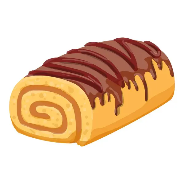 Σοκολάτα Ρολό Αρτοποιείο Εικονίδιο Κινουμένων Σχεδίων Γλυκό Γλυκό Κέικ Πάρτι Διάνυσμα Αρχείου