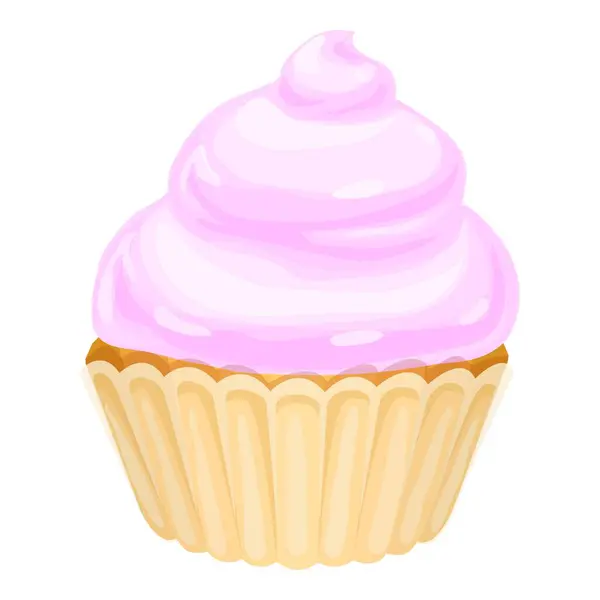 Crema Rosa Cupcake Icono Vector Dibujos Animados Snack Panadería Dulces Vectores de stock libres de derechos
