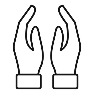 Eller meditasyon jesti ana hatları vektörü. El duası. Mudra barışı