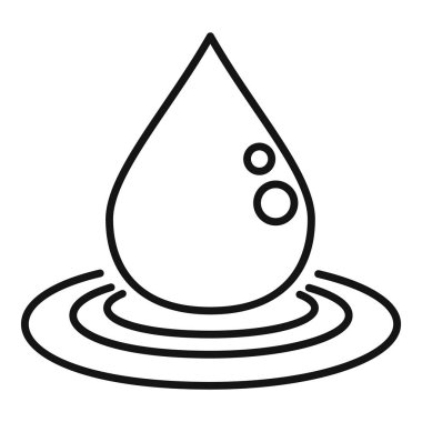 Su damlası meditasyon ikonu ana hatları vektörü. Doğa uyumu. Dalga konsepti