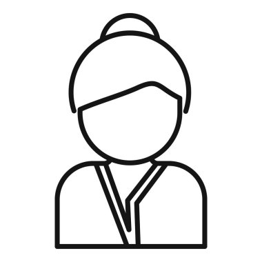 Asyalı kadın ikon ana hat vektörü. Genç bir kız. Sevimli karakter eğlencesi