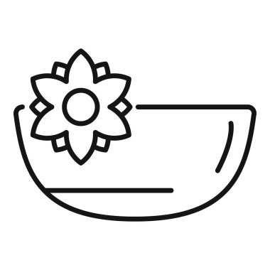 Zen çiçek kasesi ikonu ana hatları vektörü. Terapi spa 'sı. Sakin mum bakımı