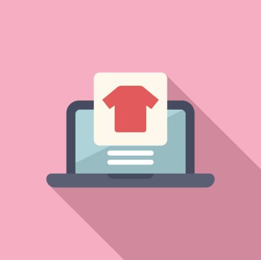 Dizüstü bilgisayar bez ikon düz vektörü satın alıyor. Bilgisayar dükkanı. İş ürünü