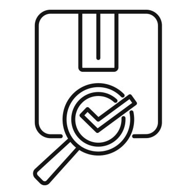 Alışveriş paketi simgesi ana hat vektörünü doğrula. Online kart servisi. Mobil sandık