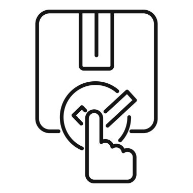 Çevrimiçi simge taslağı vektörünü onayla. Teslimat dükkanı. Lojistiği doğrula