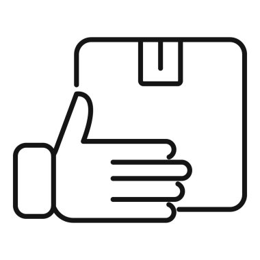 Paket simgesi dış hat vektörünü ver. Paket sevkiyatı. Kurye mağaza servisi