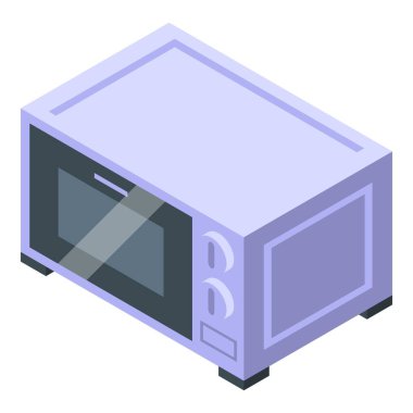 Mikrodalga ikon izometrik vektörü. Ev aletleri. Modern elektrikli fırın