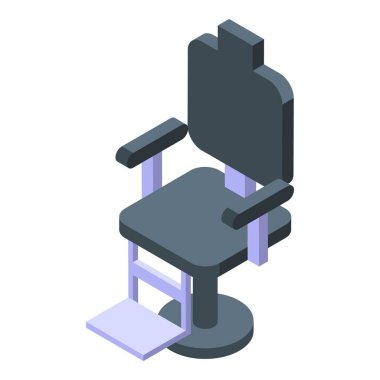 Deri siyah berber koltuğu ikon izometrik vektörü. Mobilya. Masaj nesnesi