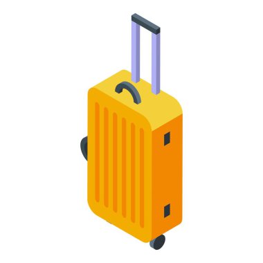 Seyahat eden bagaj ikonu izometrik vektörü. Turist arabası. Yolcu bagajı.