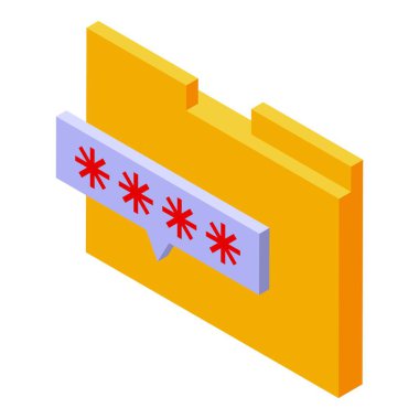 Dosya erişimi yanlış parola ikonu izometrik vektörü. Dizin hatası girdisi. Veri güvenlik sistemi