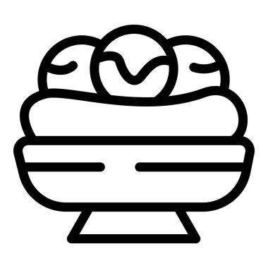 Muz parçalı kase taslak vektörü. Tatlı soğuk tatlı. Amerikan tatlısını tazeliyorum.