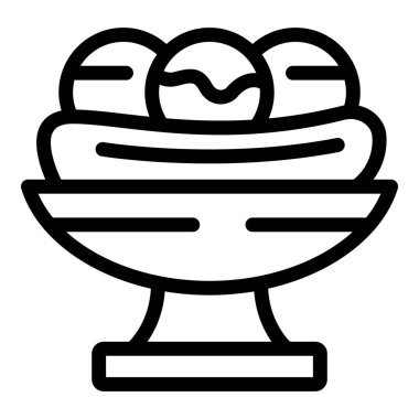 Muzlu dondurma ikonu ana hatlı vektör. Lezzetli tatlı. Gurme tatlı süt ürünleri.