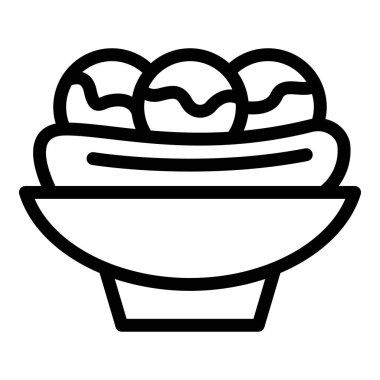 Dondurulmuş tatlı ikonu ana hatları vektörü. Muzlu dondurma. Amerikan tatlısı