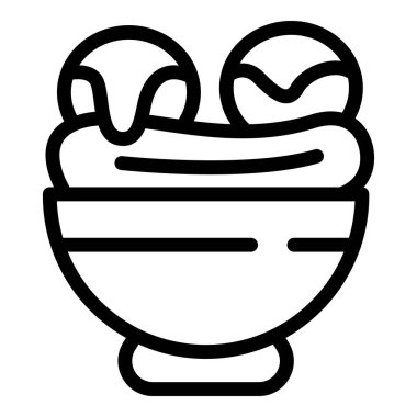 Dondurma muzlu ikon taslak vektörü. Vanilyalı sos. Soğuk Amerikan tatlısı