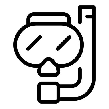 Su altı maskesi ikonu ana hatları vektörü. Şnorkel gözlükleri. Dalış deniz ekipmanları